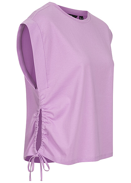 Vero Moda Dames T-shirt met vleugelmouwen en binddetail paars
