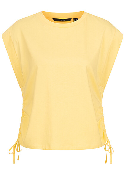 Vero Moda Dames T-shirt met vleugelmouwen en binddetail geel