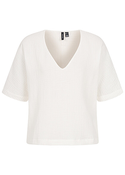 Vero Moda Dames Oversized T-shirt met V-hals wit