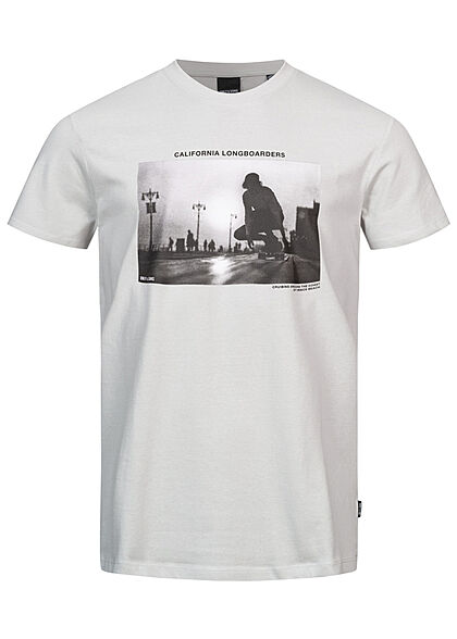 ONLY & SONS Heren T-shirt met Longboard opdruk grijs