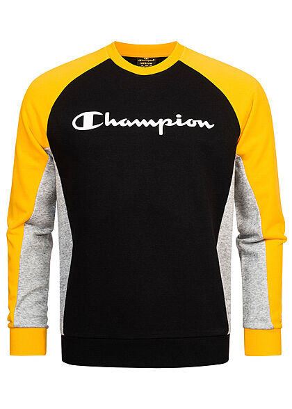 Champion Heren Trui met logo-opdruk zwart geel grijs