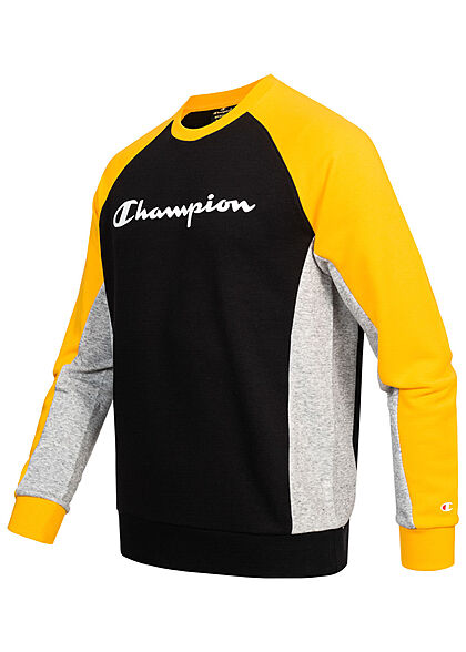 Champion Heren Trui met logo-opdruk zwart geel grijs