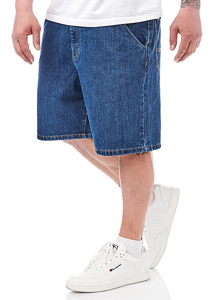 Urban Classics Herren Bermuda Jeans Shorts mit 4-Pockets mid indigo blau