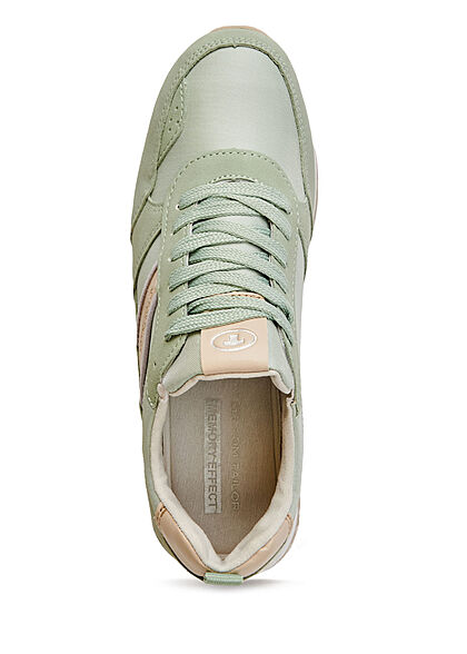 Tom Tailor Dames 2-Tone Sneaker met veters mint groen beige