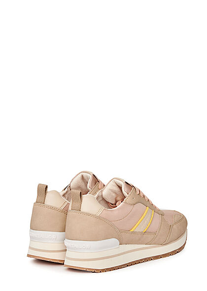 Tom Tailor Dames 2-Tone Sneaker met veters beige roze