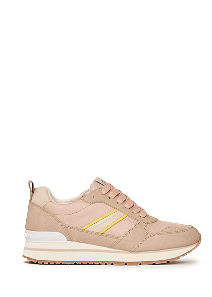 Tom Tailor Dames 2-Tone Sneaker met veters beige roze