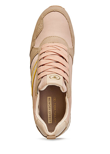 Tom Tailor Dames 2-Tone Sneaker met veters beige roze