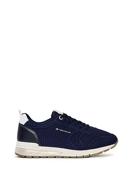 Tom Tailor Dames Loopsneaker met memory zool en veters marineblauw