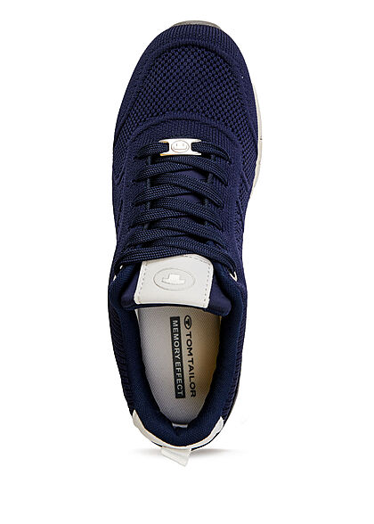 Tom Tailor Dames Loopsneaker met memory zool en veters marineblauw