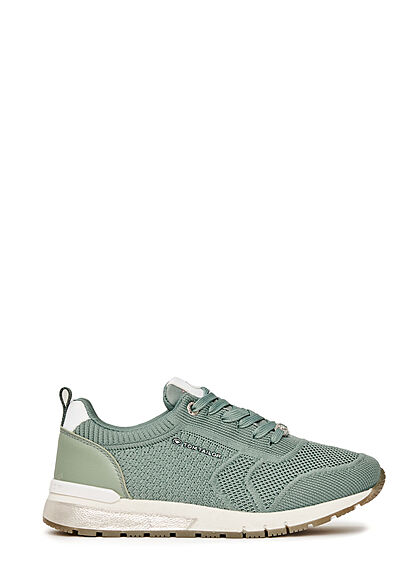 Tom Tailor Dames Loopsneaker met memory zool en veters groen