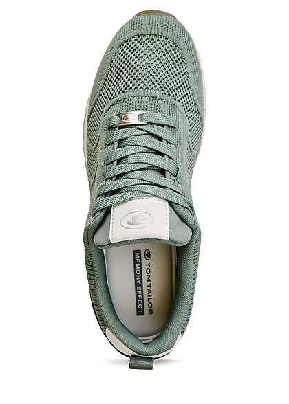 Tom Tailor Dames Loopsneaker met memory zool en veters groen