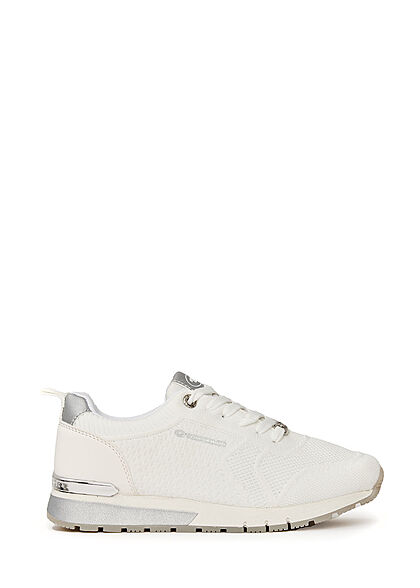 Tom Tailor Dames Loopsneaker met memory zool en veters wit