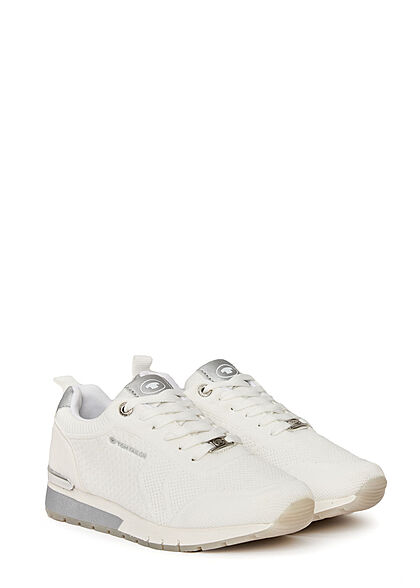 Tom Tailor Dames Loopsneaker met memory zool en veters wit