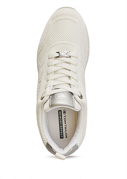 Tom Tailor Dames Loopsneaker met memory zool en veters wit