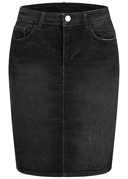 VILA Damen NOOS High-Waist Denim Rock 5-Pockets schwarz