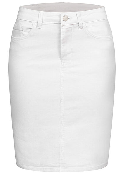 VILA Damen NOOS High-Waist Denim Rock 5-Pockets weiss