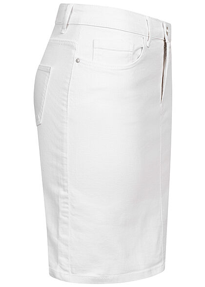 VILA Damen NOOS High-Waist Denim Rock 5-Pockets weiss