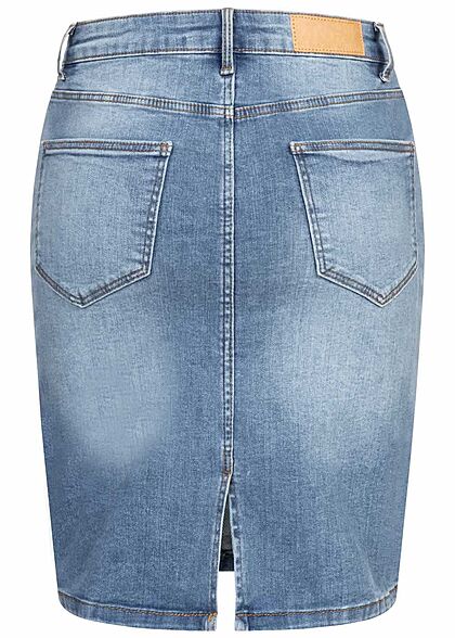 VILA Damen NOOS High-Waist Denim Rock 5-Pockets medium blau