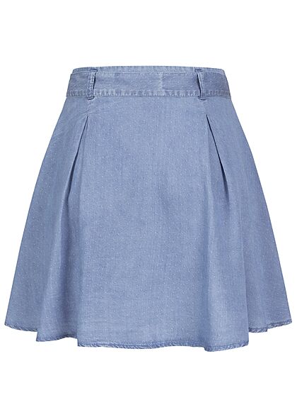 Vero Moda Damen kurzer High-Waist Denim Faltenrock mit Bindegürtel medium blau