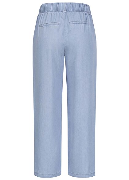 Vero Moda Damen Mid-Waist Culotte Hose mit Tunnelzug 2-Pockets hell blau denim