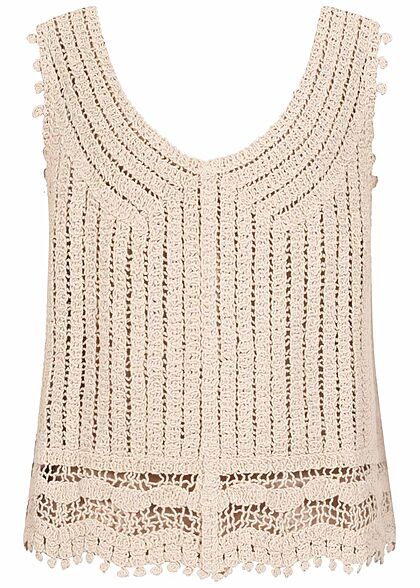 Aiki Damen V-Neck Grobstrick Hkeltop beige