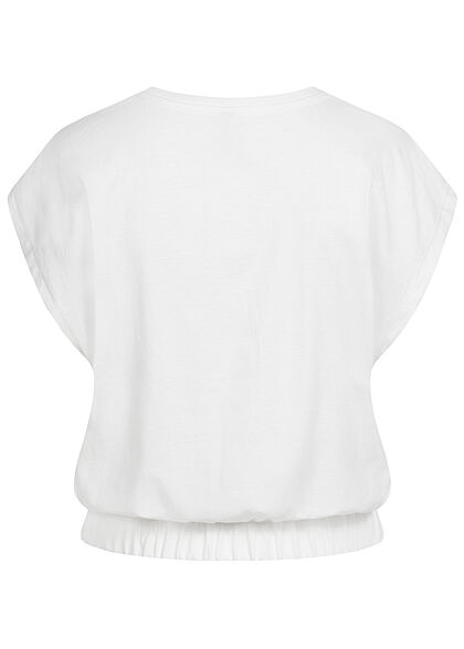 ONLY Damen Cropped Top T-Shirt mit elastischem Taillenbund cloud dancer weiss