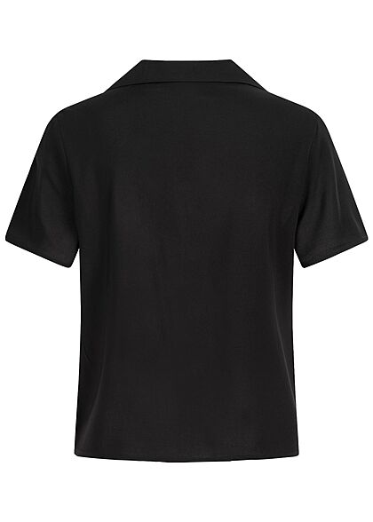 Vero Moda Damen Viskose Bluse Top mit Kragen und Knopleiste schwarz