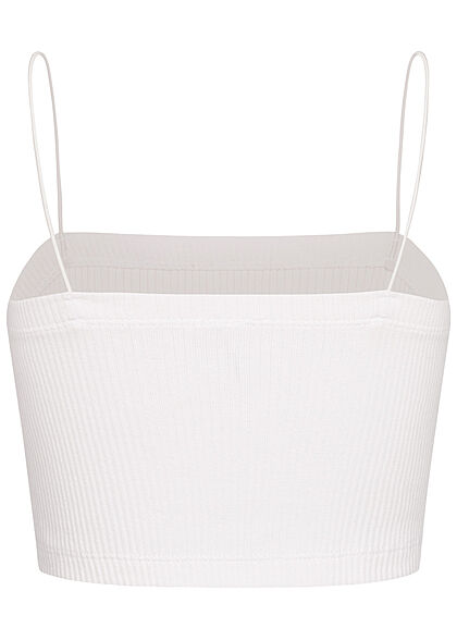 ONLY Damen Ribbed Crop Top Spaghettiträger Strukturstoff weiss