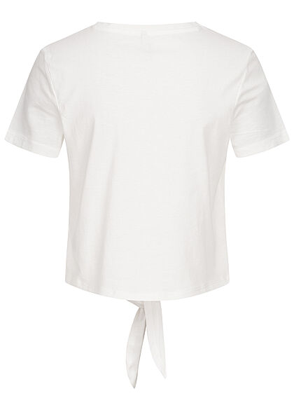 ONLY Damen Cropped Top T-Shirt mit Knotendetail cloud dancer weiss