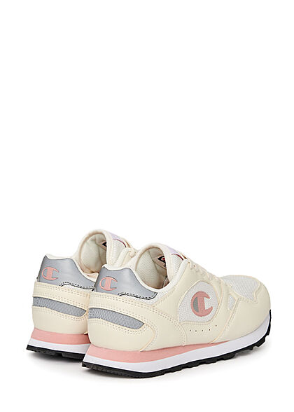 Champion Damen Schuh Low Cut Retro Running Sneaker zum schnüren weiss beige rosa