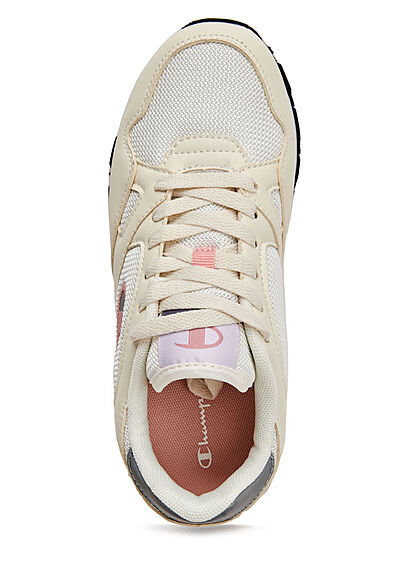 Champion Damen Schuh Low Cut Retro Running Sneaker zum schnüren weiss beige rosa