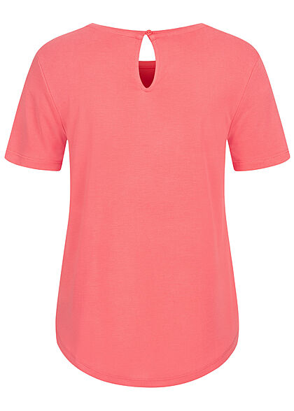 ONLY Damen T-Shirt Top mit Rundhals coral rosa