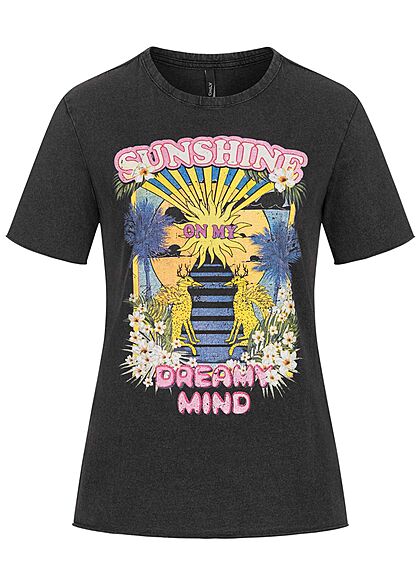 ONLY Damen T-Shirt mit Sunshine Dreamy Mind Print schwarz