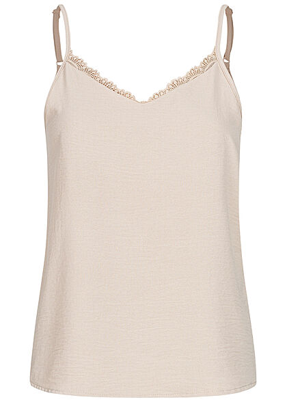 ONLY Damen Spitzen Top mit V-Neck moonbeam beige