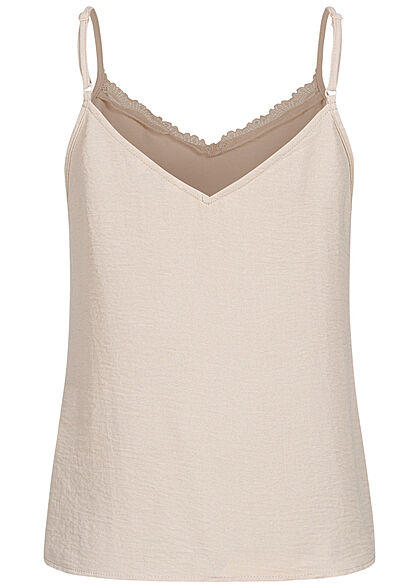 ONLY Damen Spitzen Top mit V-Neck moonbeam beige