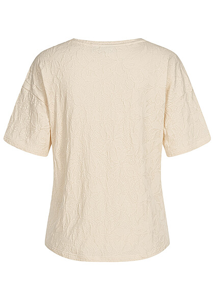 VILA Dames NOOS t-shirt top met bloemmotief beige
