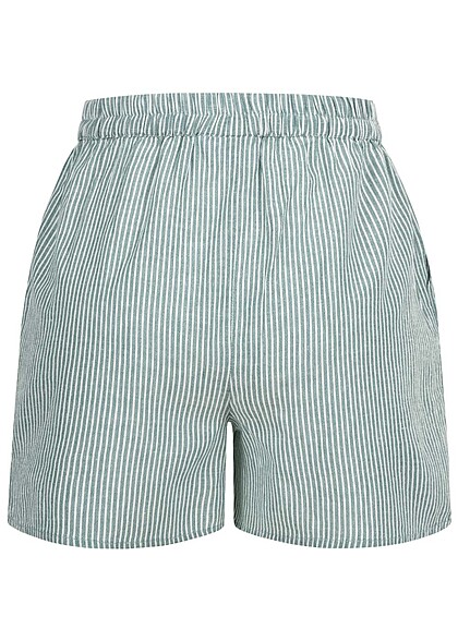 VILA Damen Shorts mit Gummibund und 2-Pockets gestreift arctic blau