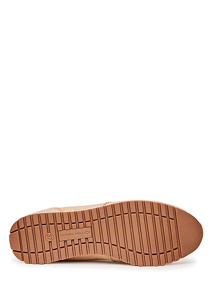 Tom Tailor Dames Suede Look Sneaker met veters zand beige