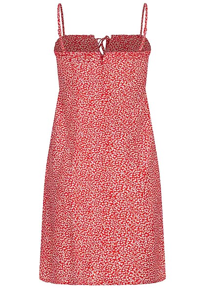 ONLY Dames Viscose Jurk met binddetail en ruches rood wit