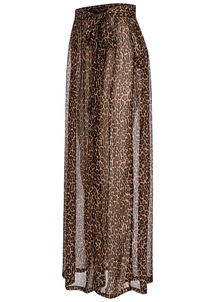 ONLY Dames Strandrok met binddetail en leo-opdruk bruin zwart