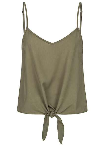 ONLY Dames Top met V-hals en knoopdetail groen