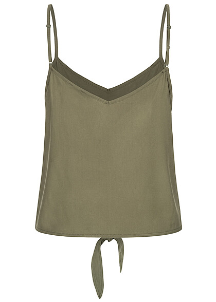 ONLY Dames Top met V-hals en knoopdetail groen