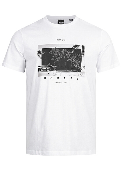 ONLY & SONS Heren T-shirt met Hawaii opdruk zwart wit