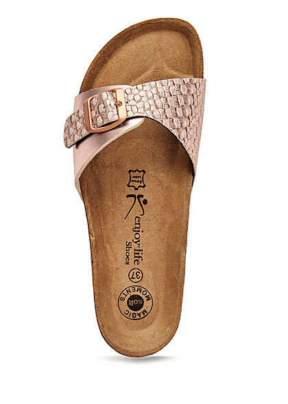 Enjoy Life Shoes Dames Sandaal met gesp en glanzende textuur roze - Art.-Nr.: 22040572