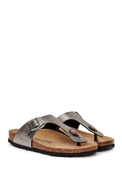 Enjoy Life Shoes Dames Sandaaltje met gesp en zilverkleurig structuurpatroon