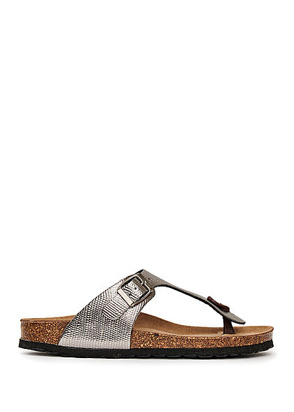 Enjoy Life Shoes Dames Sandaaltje met gesp en zilverkleurig structuurpatroon
