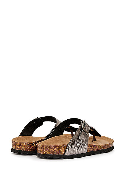 Enjoy Life Shoes Dames Sandaaltje met gesp en zilverkleurig structuurpatroon