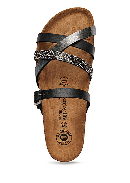 Enjoy Life Shoes Dames Sandaal met gesp en print zwart