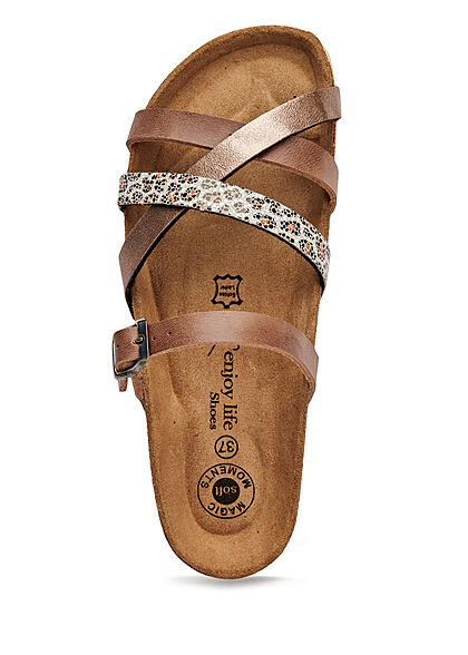 Enjoy Life Shoes Dames Sandaal met gesp en print bruin - Art.-Nr.: 22040579