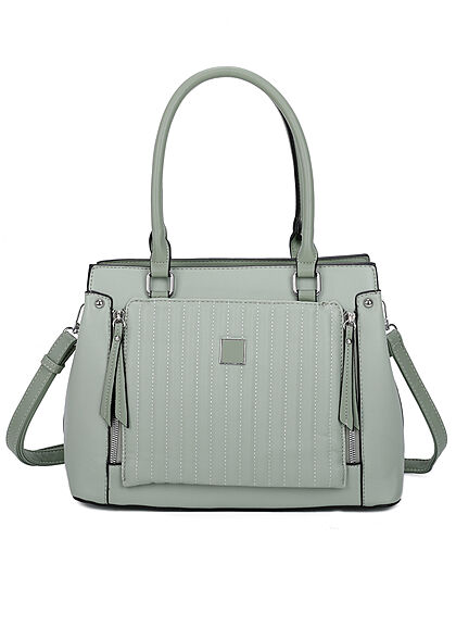 Styleboom Fashion Dames Tas van kunstleer met decoratieve rits lichtgroen